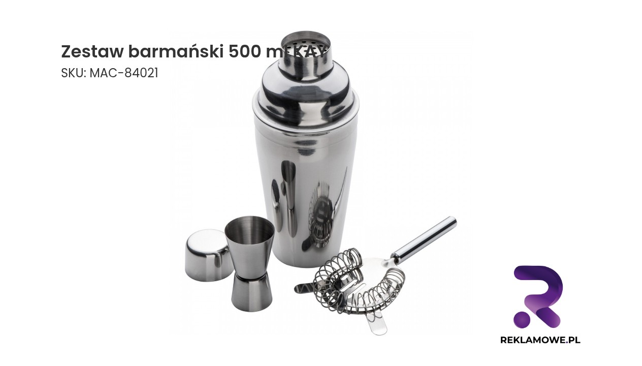 Zestaw barmański 500 ml KAY - shaker i akcesoria do przygotowywania drinków